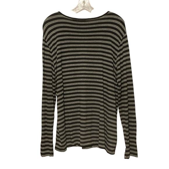 CHICO'S Top Size 3 Long Sleeves Stretchy Striped Black Gray Women's US Sz L / 16 - Picture 8 of 8